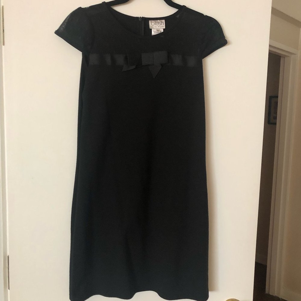 Blush by Us Angels Cap Sleeve Black Bow Dress